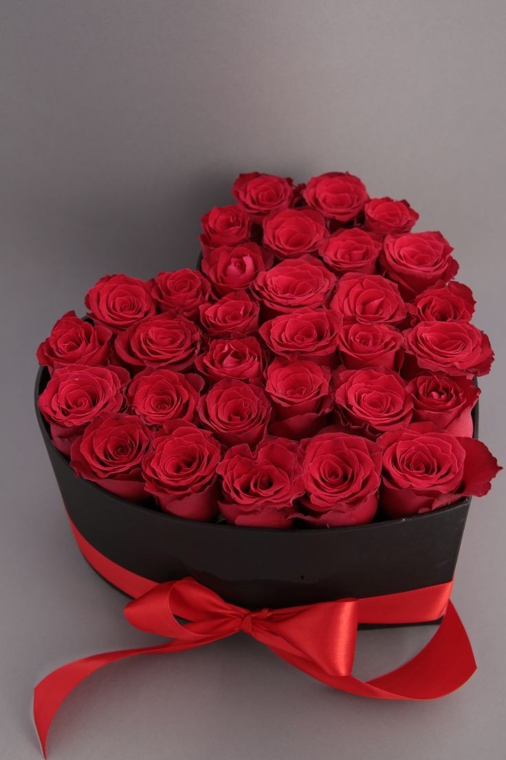 Red Roses in Heart Shaped Box
